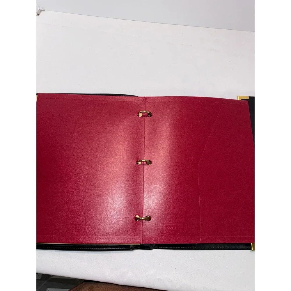 Cambridge Black Faux Leather 3-Ring Binder Portfolio Gold Hardware Executive